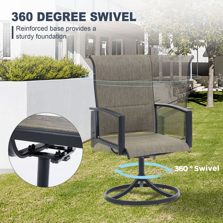 Vicllax 7 Pieces Outdoor Dining Set, Metal Round Table and Premium Paddad Swivel Chairs