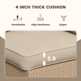 Vicllax 5/7 PCS Wicker Outdoor Conversation Set Patio Sectional Sofas with Glass Coffee Table