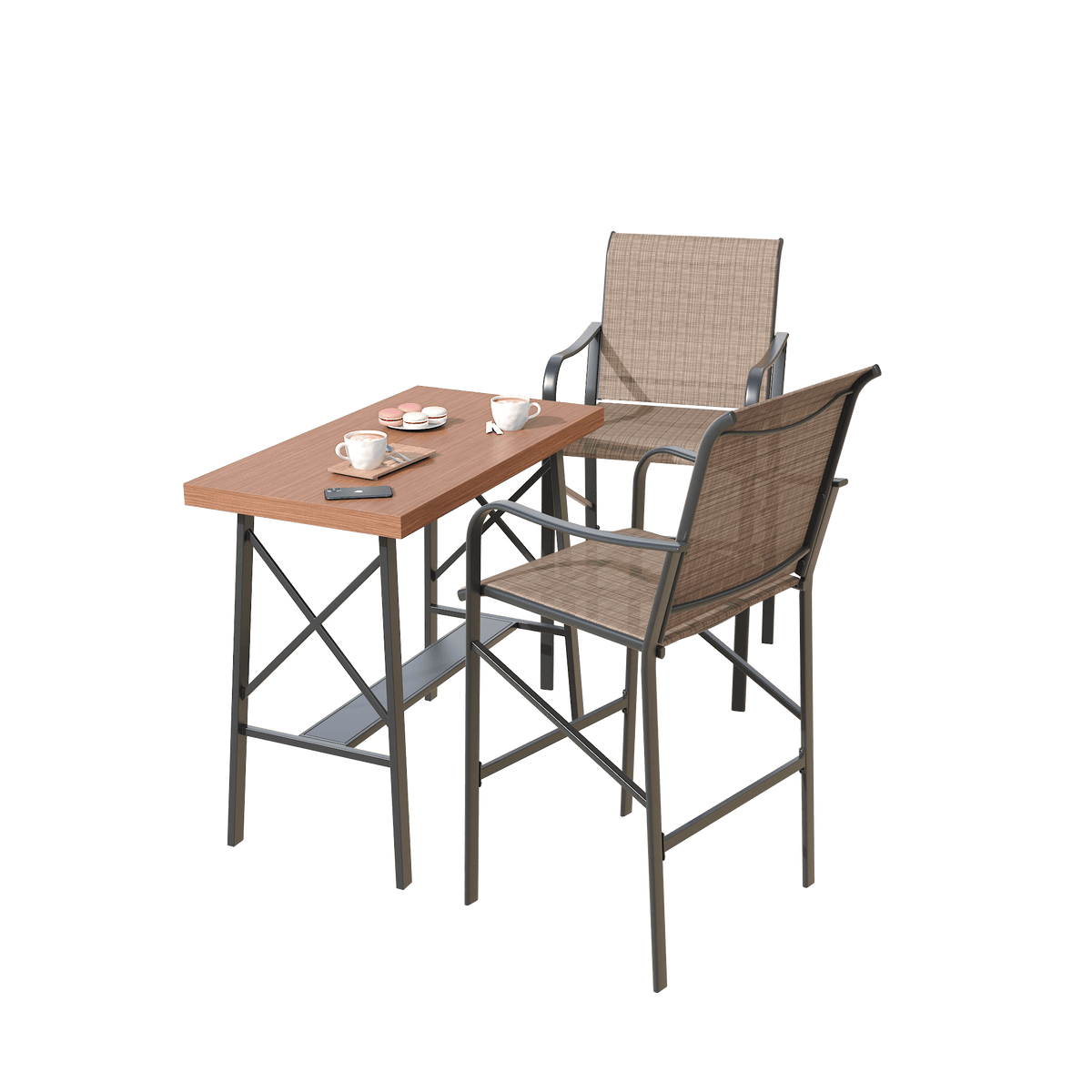 Vicllax Bar Table Set for 2, 3 Pcs Wooden-Like Table and Stools with B ...