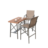Vicllax Bar Table Set for 2, 3 Pcs Wooden-Like Table and Stools with Backrest and armrests, for Nook Balcony