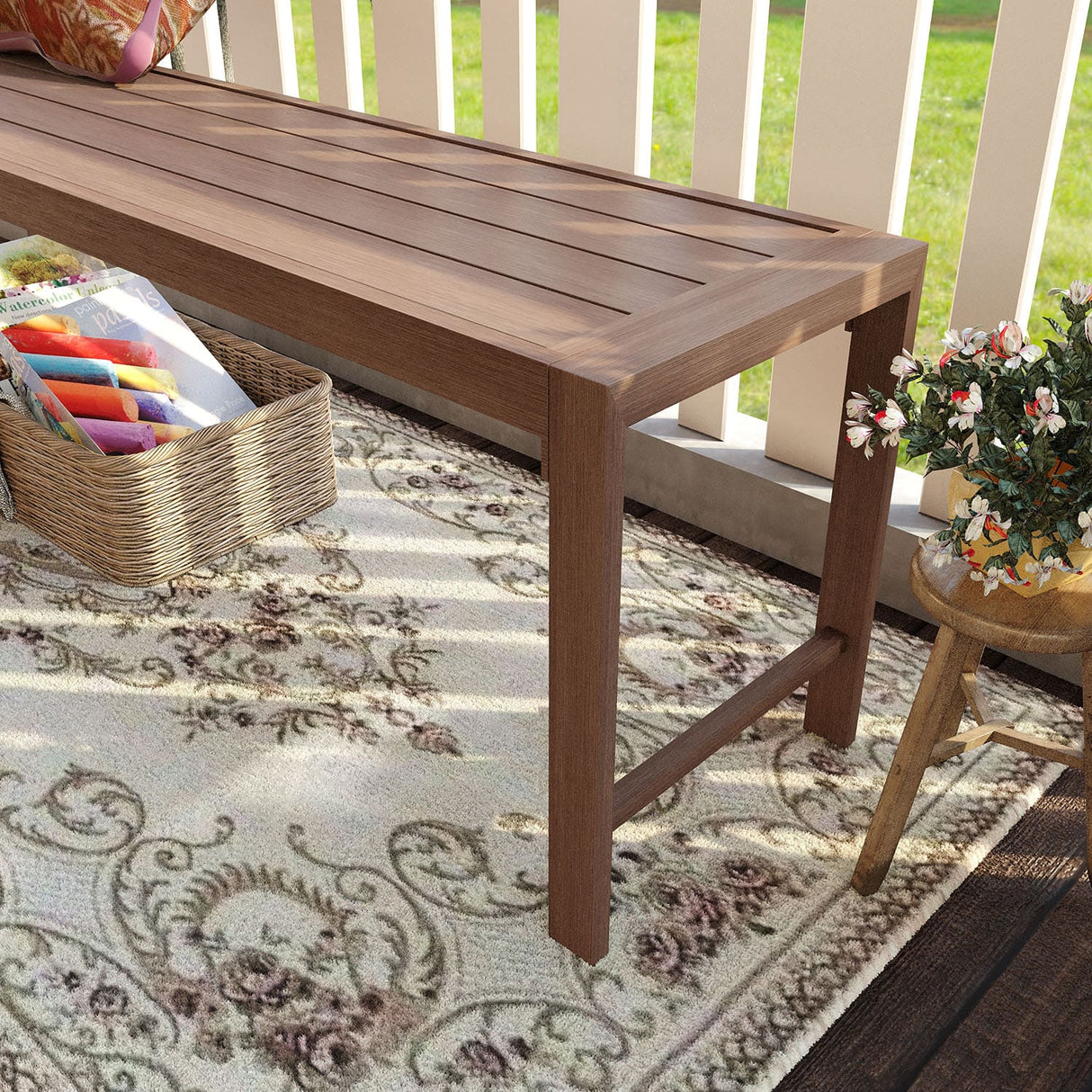 Vicllax 3-Piece Rectangular Metal Outdoor Dining Table and Bench Set