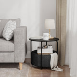 Vicllax Metal Round Side Table, Outdoor/Indoor End Table with Storage