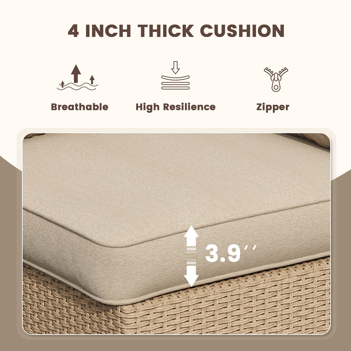 Vicllax 5/7 PCS Wicker Outdoor Conversation Set Patio Sectional Sofas with Glass Coffee Table