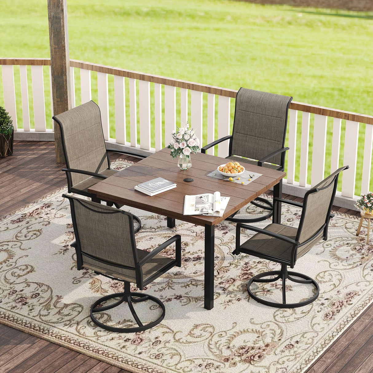 Vicllax 5-Piece Outdoor Furniture Set, Outdoor Dining Set for Lawn Garden