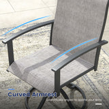 Vicllax 7 pcs Outdoor Dining Set,  Rectangular Metal Table and 6 Textilene Swivel Dining Chairs