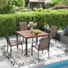Vicllax 5 PCS Patio Dining Set, Outdoor Square Metal Table and Stackable Chair Set