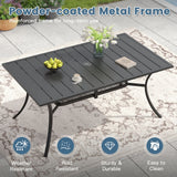 Vicllax 7 Pieces Outdoor Dining Set, Patio Rectangular Metal Table and Skyline Stackable Chair
