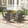 Vicllax 7 pcs Outdoor Dining Set, Metal Round Dining Table and Premium Swivel Chairs