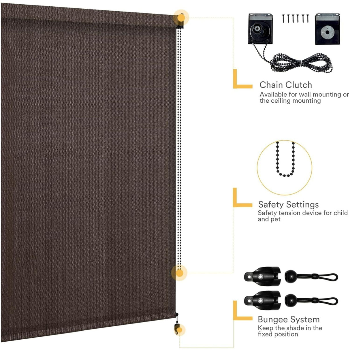 Vicllax Outdoor Sun Blocking Roller Shade, Patio Roll Up Shade Blinds