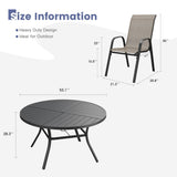 Vicllax 9 PCS Patio Dining Table Set, 53" Round Metal Table and Horizon Stackable Chair