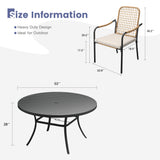 Vicllax 9-Piece Outdoor Dining Set, 53” Round Metal Table with Umbrella Hole and Solana Stackable Chair