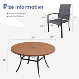Vicllax 9 PCS Patio Dining Table Set, 53" Round Metal Table with Shelf and Skyline Stackable Chair