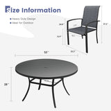 Vicllax 9 PCS Patio Dining Table Set, 53" Round Metal Table with Shelf and Skyline Stackable Chair