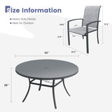 Vicllax 9 PCS Patio Dining Table Set, 53" Round Metal Table with Shelf and Skyline Stackable Chair
