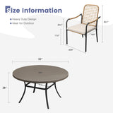 Vicllax 9-Piece Outdoor Dining Set, 53” Round Metal Table with Umbrella Hole and Solana Stackable Chair