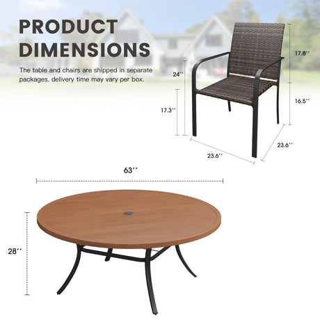 Vicllax 11-PCS Outdoor Dining Set, 63" Outdoor dining Table and 10 Stackable Metal Armchairs