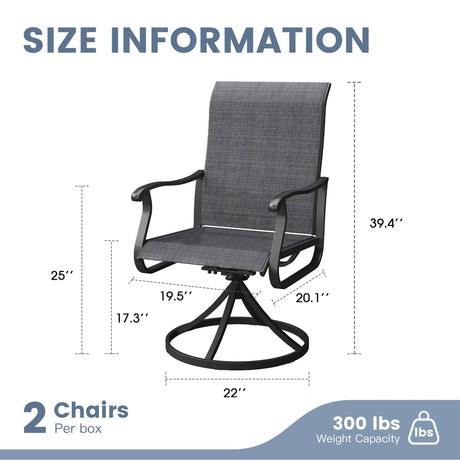 Vicllax Juego de comedor para exterior de 5 piezas con mesa redonda de metal de 42" y 4 sillas giratorias acolchadas