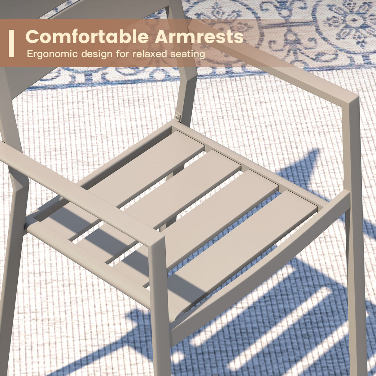 Vicllax 7 Pieces Outdoor Dining Set with 50" Round Metal Table and Armrest Chairs