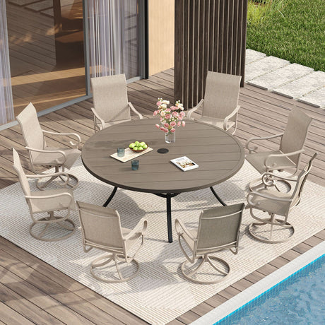Vicllax 7/9 Pieces Outdoor Dining Set with Patio Round Dining Table and Swivel Chairs