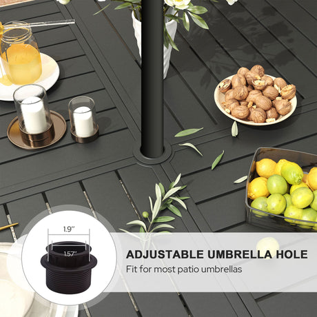 Mesa de comedor de escritorio Vicllax para exteriores de metal negro similar a la madera