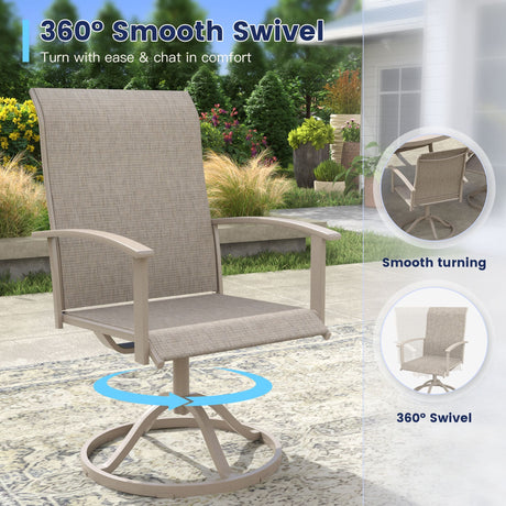 Vicllax Juego de sillas de comedor para patio de 2/4/6, silla de comedor giratoria para exteriores con respaldo alto 