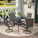 Vicllax 5 Pieces Outdoor Dining Set with Square Table and Padded Swivel Chairs