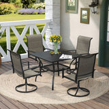 Vicllax 5 Pieces Outdoor Dining Set with Square Table and Padded Swivel Chairs