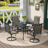 Vicllax 5 Pieces Outdoor Dining Set with Square Table and Padded Swivel Chairs
