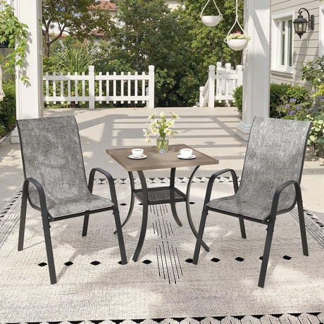 Vicllax 3-Piece Patio Bistro Set, Horizon Chairs and 27.6" Metal Square Table