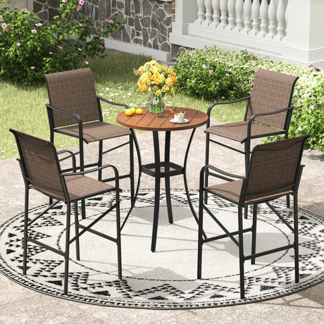 Vicllax 3/5 PCS Outdoor Bar Set, Patio High Bar Chairs and Round Bar Table