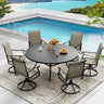 Vicllax 7/9 Pieces Outdoor Dining Set, Metal Round Dining Table and Premium Swivel Chairs