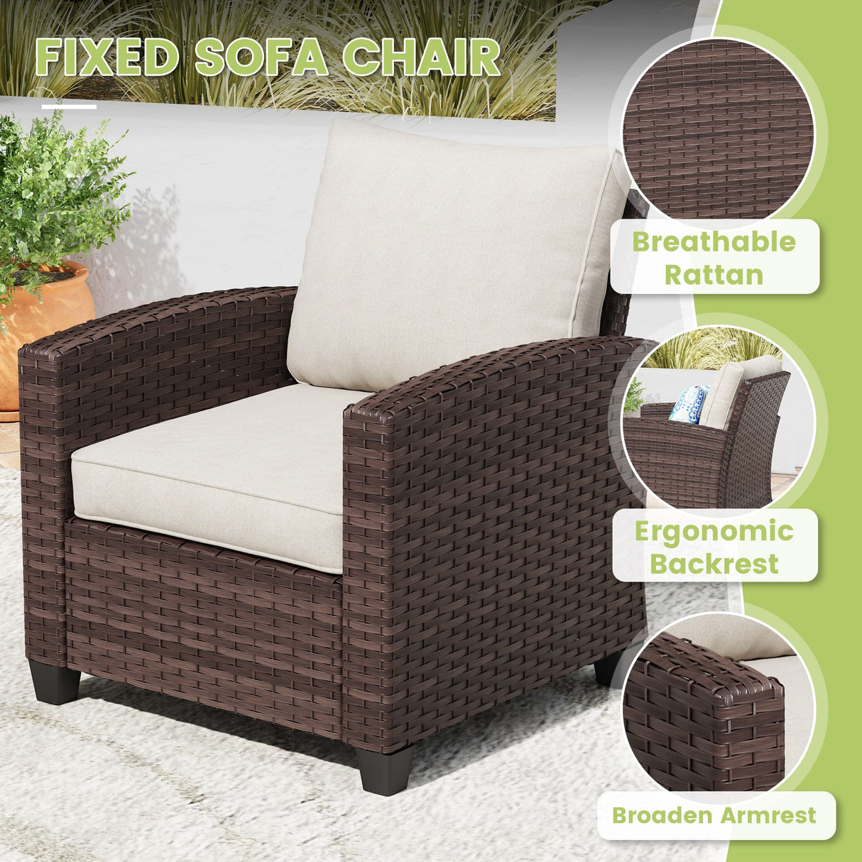 Vicllax Versatile Wicker Patio Set: 9 Pieces with Fire Table & Ottoman
