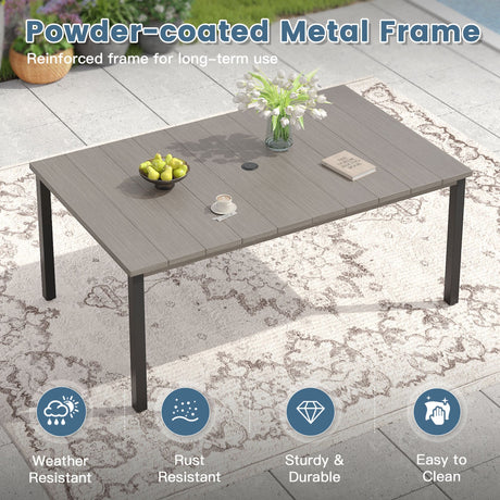 Vicllax 7 pcs Outdoor Dining Set,  Rectangular Metal Table and 6 Textilene Swivel Dining Chairs