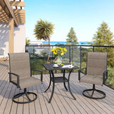 Vicllax Patio Padded Swivel Dining Chairs with Textilene Deep Seating and Armrest