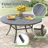 Vicllax Outdoor Dining Set for 8 People, Patio 60" Round Table with 8 Swivel Chairs