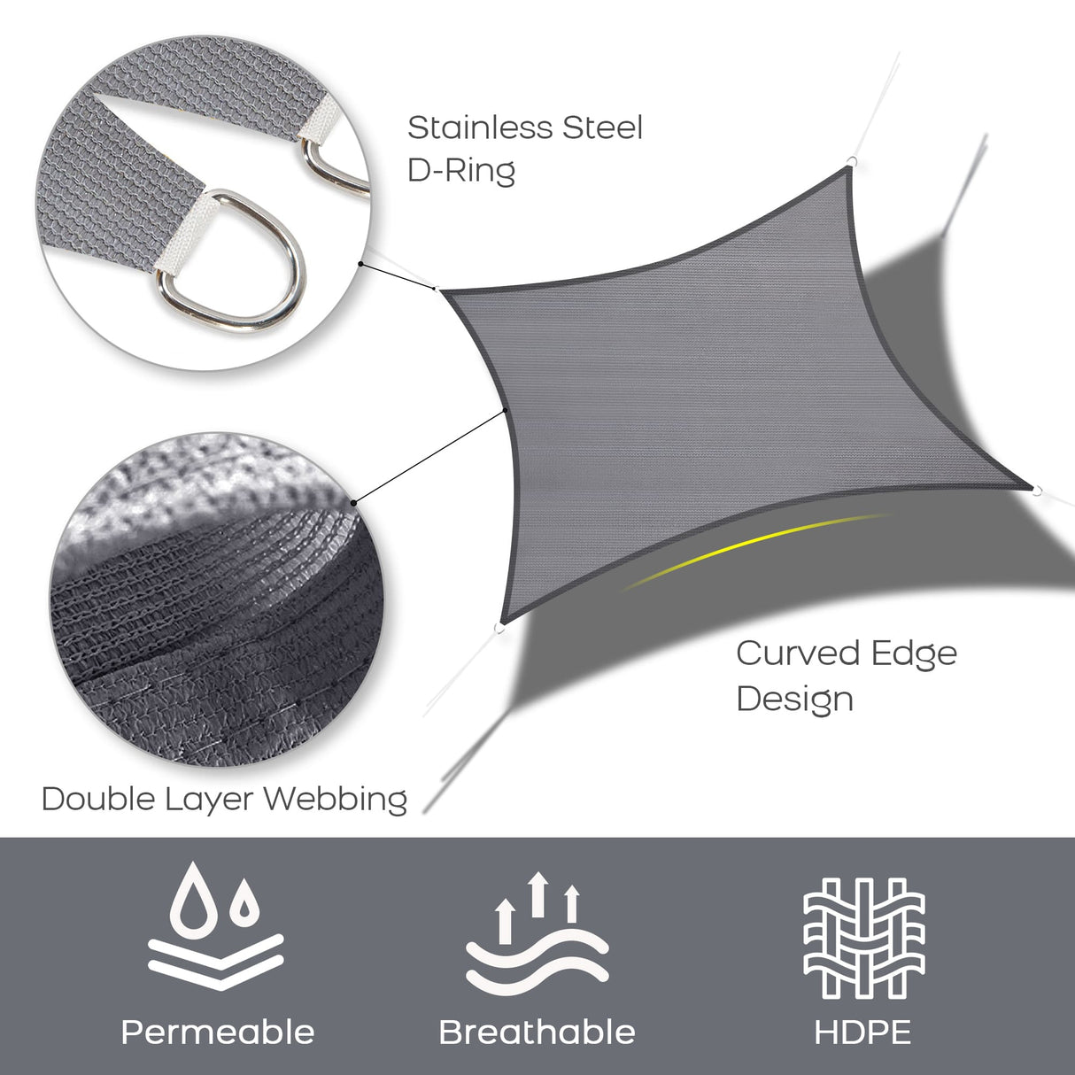 Vicllax Custom Sized 90% Sun Shade Fabric, Shade Cloth, Shade Privacy Panel