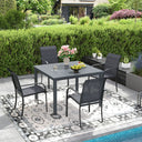 Vicllax 5 PCS Patio Dining Set, Outdoor Square Metal Table and Stackable Chair Set