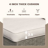 Vicllax 5/7 PCS Wicker Outdoor Conversation Set Patio Sectional Sofas with Glass Coffee Table