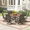 Vicllax 7 pcs Outdoor Dining Set, Metal Round Dining Table and Premium Swivel Chairs