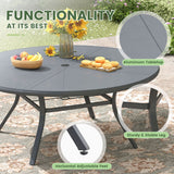 Vicllax Outdoor Round Dining Table, Patio Aluminum Tabletop with Storage Shelf