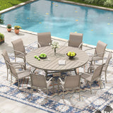 Vicllax Mesa redonda para patio de 42" con estante de almacenamiento y orificio para sombrilla ajustable 