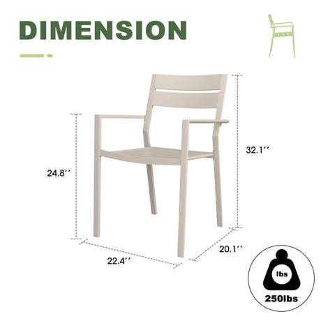 Vicllax 7 Pieces Outdoor Dining Set with 50" Round Metal Table and Armrest Chairs