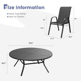 Vicllax 11 PCS Patio Dining Table Set, 60" Round Metal Table and Horizon Stackable Chair