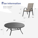 Vicllax 11 PCS Patio Dining Table Set, 60" Round Metal Table and Horizon Stackable Chair