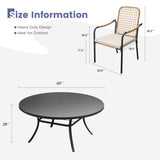 Vicllax 11 PCS Patio Dining Table Set, 60" Round Metal Table and Solana Stackable Chair
