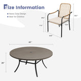 Vicllax 11 PCS Patio Dining Table Set, 60" Round Metal Table and Solana Stackable Chair