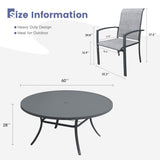 Vicllax 11 PCS Patio Dining Table Set, 60" Round Metal Table and Skyline Stackable Chair