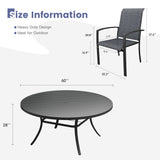 Vicllax 11 PCS Patio Dining Table Set, 60" Round Metal Table and Skyline Stackable Chair