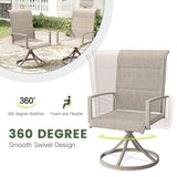 VICLLAX 5 PCS Patio Dining Table Set, Round Metal Table with Shelf and Padded Swivel Chair