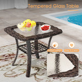 Vicllax Patio Wide Wicker Cushioned Sofa, Outdoor Wicker Chair, Double Lounge Balcony Seat